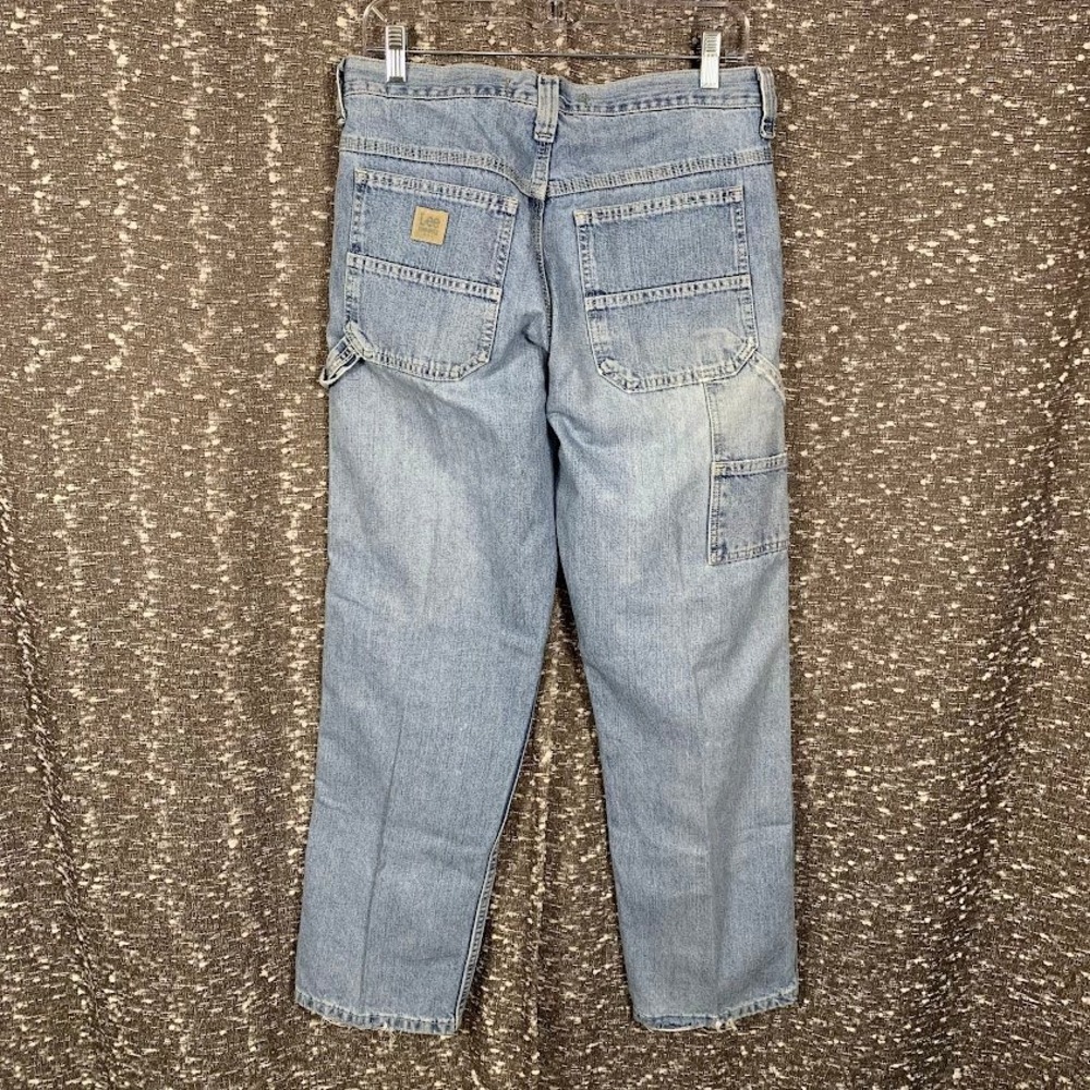 Vtg 90s Lee Baggy Carpenter Denim Jeans Light Wash Slouchy Skater Pants 30x30